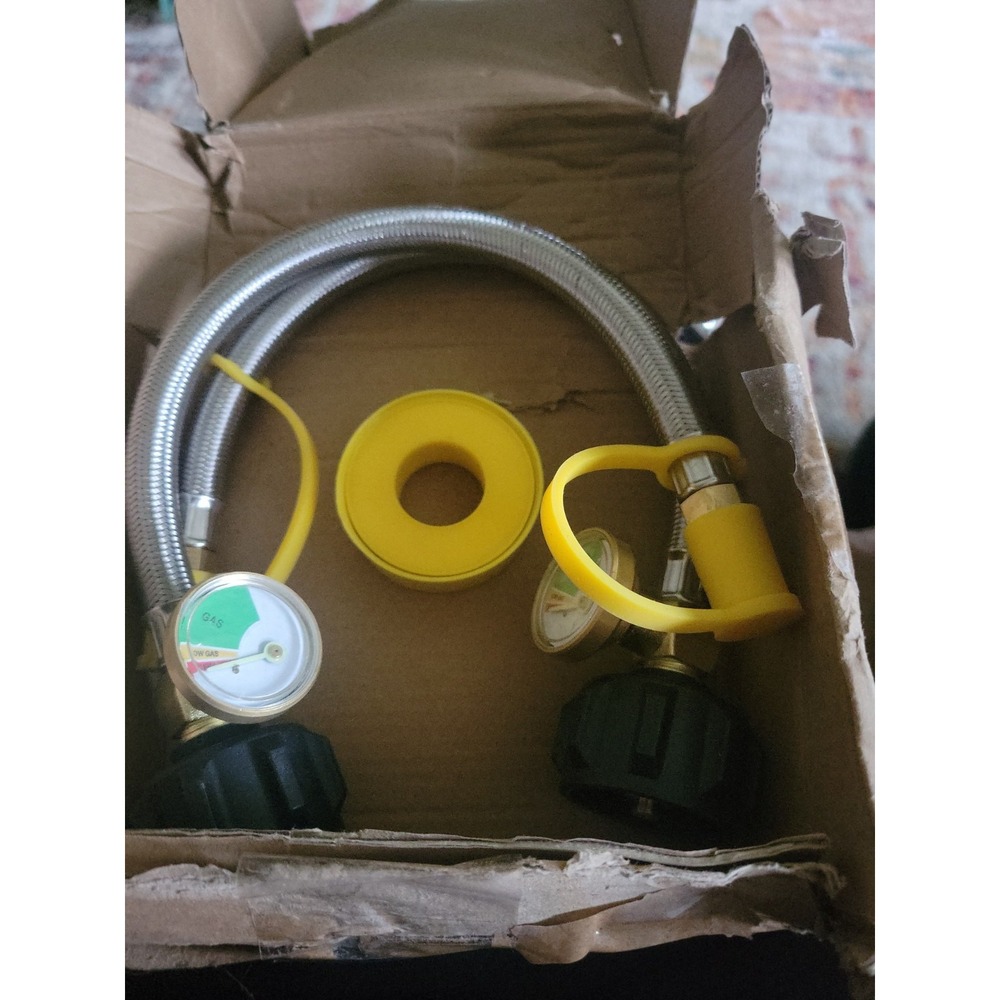 2 15-Inch RV Propane Tank Hose with Gauge, 15 inch rv propane hose, 15inch
